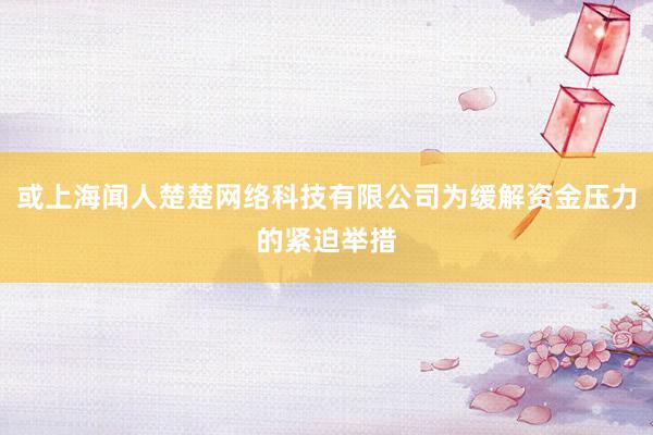 或上海闻人楚楚网络科技有限公司为缓解资金压力的紧迫举措